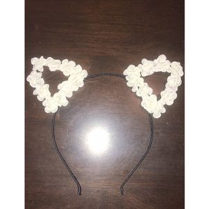 White/Floral Cat Ears Headband